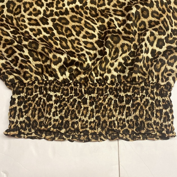 Michael michael kors leopard print blouse long sleeve Top Elastic Waist Small - Picture 5 of 11